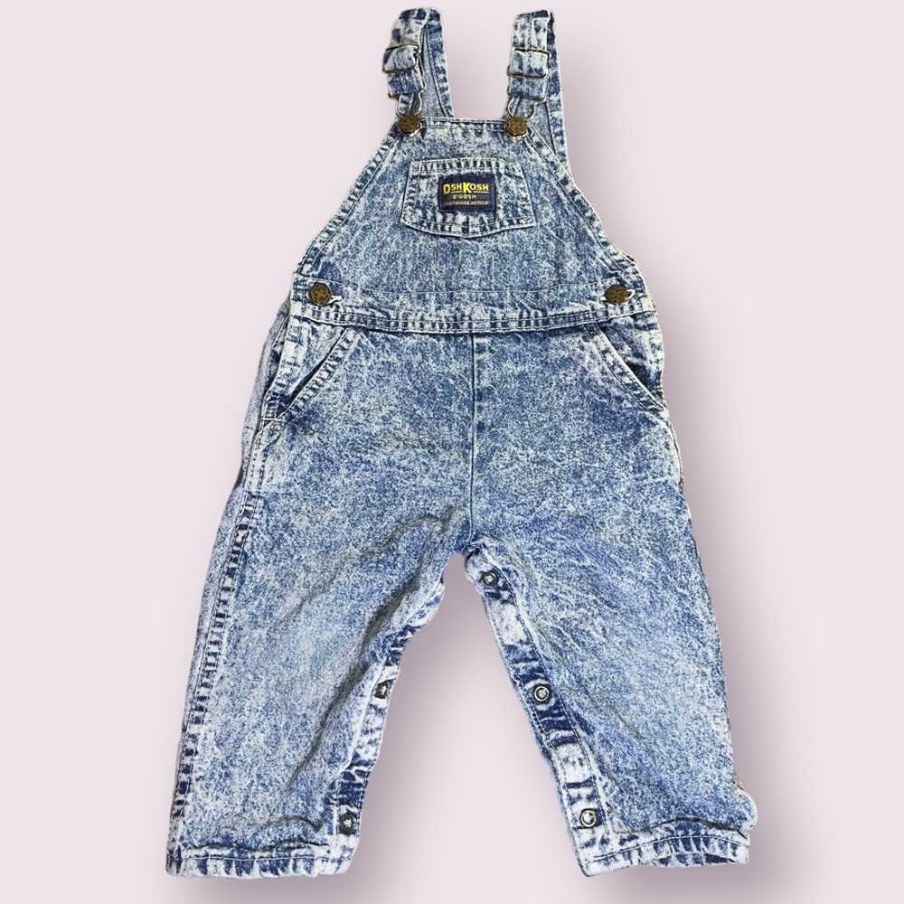 Vintage OshKosh Vestbak Acid Wash Denim Jean Overalls 24 Month